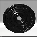 Black Circular Lamp Plate With Central Hole And Decorative Dots Design