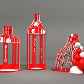Red Cage Shaped Bottles With Hello Happy Life And Red White Balloons Photo Spot