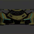 Golden Supercar With Sleek Aerodynamic Design Rear Wing And Alloy Wheels