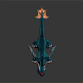 Adorable Blue Dragon Figurine With Orange Wings White Horns And Pink Belly