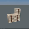 Modern Beige Chest of Drawers With Brown Decorative Strips And Four Drawers