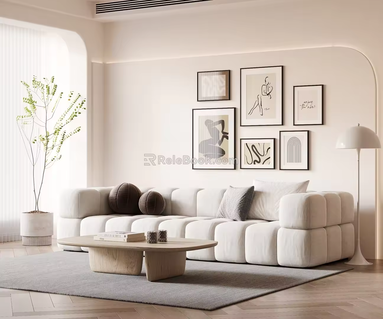 Modern Multiplayer Sofa Three-Seat Sofa 3d model