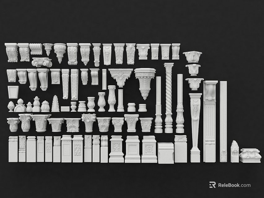 Roman Columns Display With Various Designs Classical Modern Styles And Architectural Details 3d model 