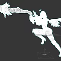 Game Movie Character in Dynamic Combat Pose With Rocket Launcher and White Gray Armored Suit