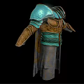 Man Wearing Ornate Ancient Armor With Blue Gold Decorations And Long Robe