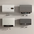 Multiple Wall Mounted Electrical Appliances With Digital Display In White And Gray 3d model