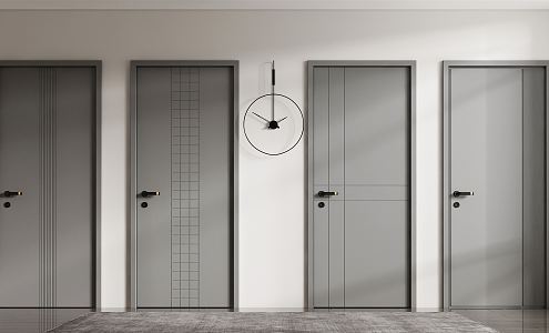 Modern swing door single door bedroom door 3d model