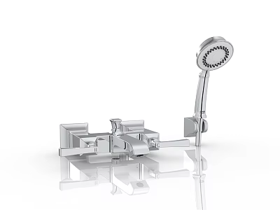 Sleek Modern Chrome Shower Faucet Set With Handheld Head And Reflective Finish 3d model