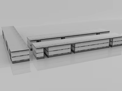 Modern Industrial Warehouse Complex Featuring Long Connected Units And Flat Roof Design 3d model