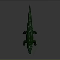 Detailed Green Crocodile with Open Mouth and Scales on Gray Background