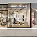 Modern Clothing Store Interior With White Apparel On Hangers Green Partition And White Floor