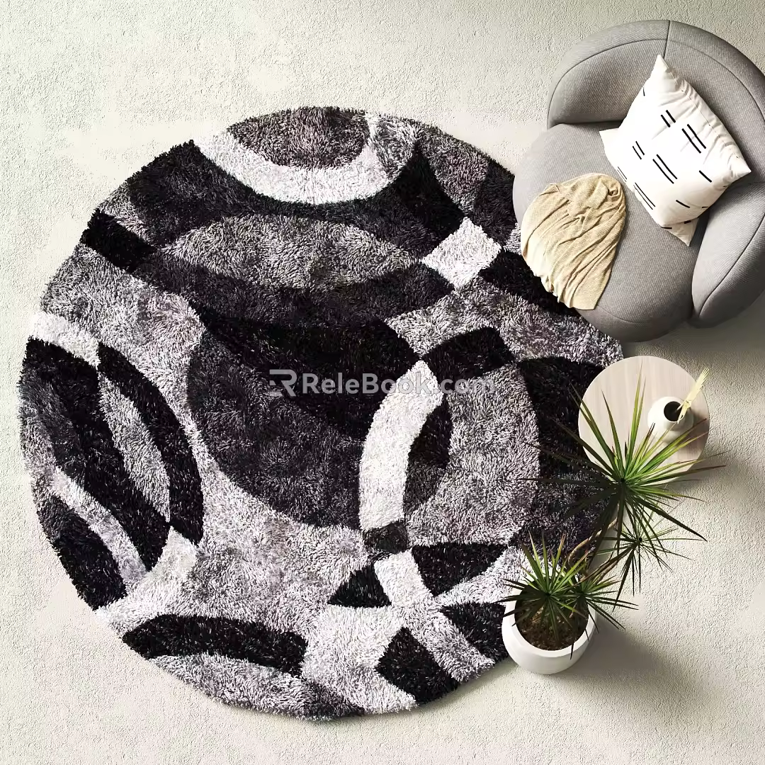 Modern Round Carpet Single Sofa Decorative Ornaments 3d model