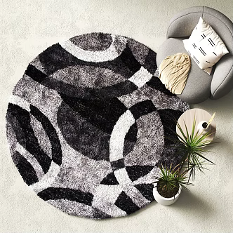 Modern Round Carpet Single Sofa Decorative Ornaments 3d model
