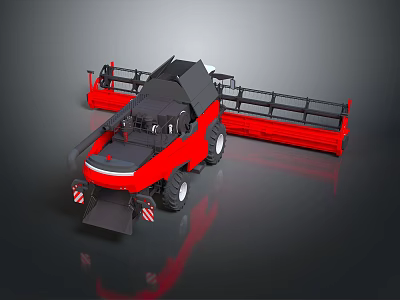 Red Modern Agricultural Harvester With Black Cab Large Wheels And Cutting Equipment 3d model