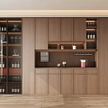 Modern Wooden Wine Cabinet With Glass Door And Wine Bottle Storage Display Shelves