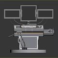 Modern Commercial Equipment With Three Screens Control Panel Console And Sturdy Base Design 3d model