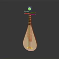 Traditional Chinese Pipa String Instrument With Red Frame And White Wooden Body
