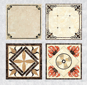 European-style floor tile stone mosaic 3d model