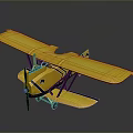 Aerospace Themed Yellow Biplane Model Featuring Detailed Wings And Aerodynamic Design