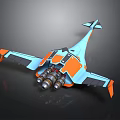 Futuristic Spacecraft With Blue And Orange Design Multiple Engines And Aerodynamic Wings