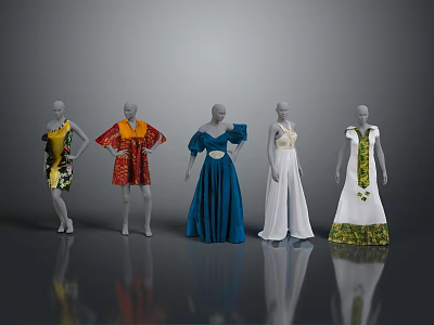 Men's Fashion Mannequins Display Different Clothing Styles And Colors Collection 3d model