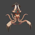 Mythical Game Character Creature With Tentacles Red Glowing Eyes And Ornate Headgear 3d model