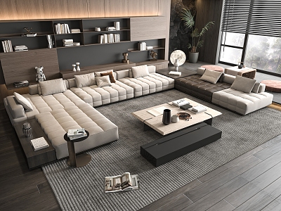 Modern Sofa Coffee Table Combination Sofa Coffee Table Multi-person Sofa Living Room 3d model