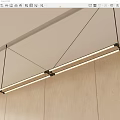 Modern Linear Pendant Light Hanging From Ceiling With Warm Glow And Metal Frame