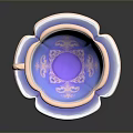 Flower Shaped Glass Cup With Saucer Blue Purple Hue And Gold Trim Design