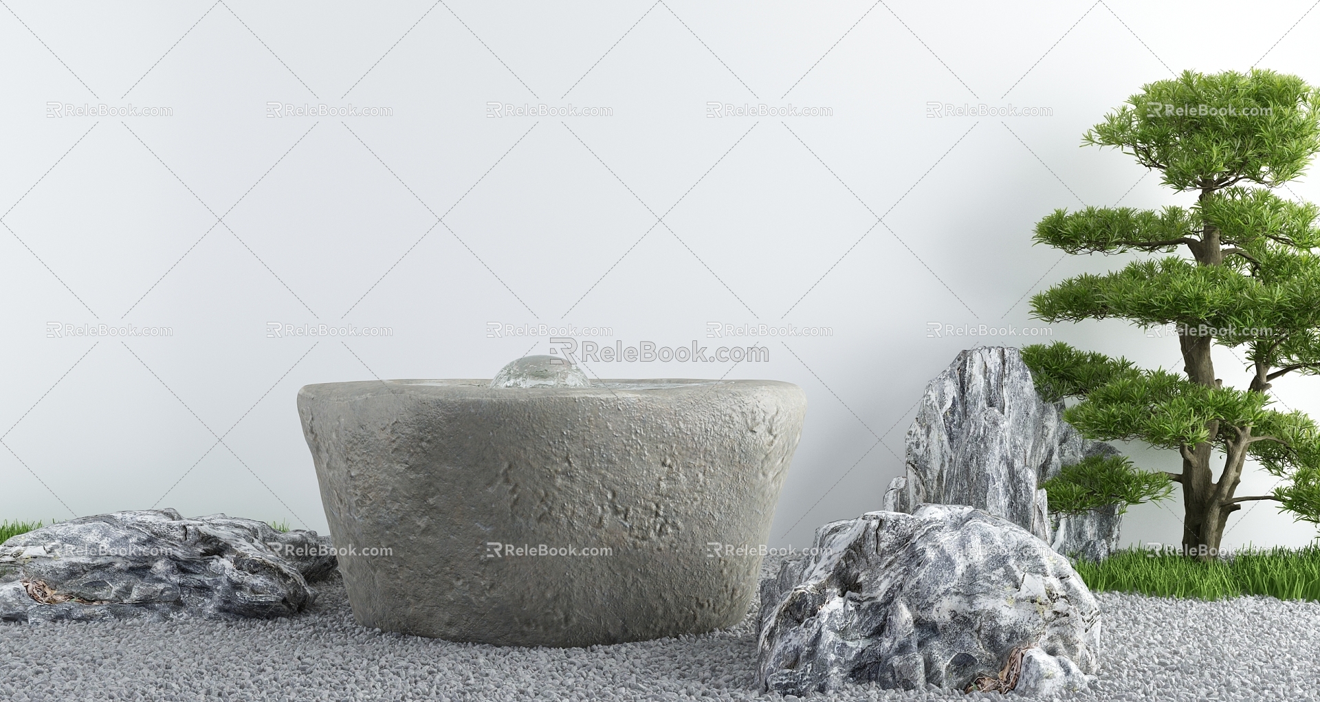 Courtyard waterscape dry landscape Zen landscape landscape landscape waterscape sketch 3d model