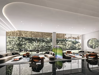 Modern negotiation area sales office negotiation area sofa coffee table combination art chandelier display cabinet decoration cabinet 3d model