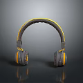 Stylish Gray And Yellow Over Ear Computer Headphones With Ergonomic Design