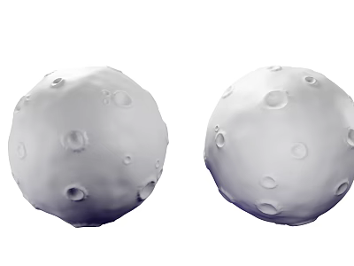 Two White Moon Like Spherical Objects With Surface Craters And Smooth Texture 3d model