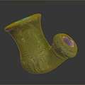 Ancient Green Hand Carved Sculpture With Glossy Texture And Curved Design Details