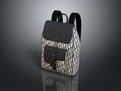 Stylish Black And White Patterned Backpack With Adjustable Straps For Daily Lifestyle Use 3d model