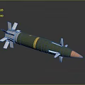 Military Weapon Green Missile With Yellow Stripe Red Tip And Stabilizing Fins