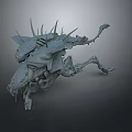 Sci Fi Mechanical Creature Character Model with Spikes and Extended Limb Structure 3d model