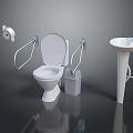 Bathroom Living Supplies With Toilet Grab Bars Sink Trash Bin And Toilet Paper Holder