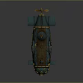 Steampunk Submarine Model With Teal Gold Finish Wooden Deck And Round Portholes