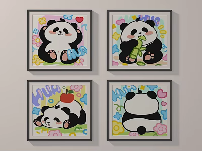 Modern Animal Painting Combination Decorative Painting 3d model