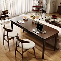 Stylish Solid Wood Long Table And Soft Cushioned Chair Set For Cozy Home Living Area