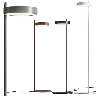 Modern Floor Lamps with Metal Stands and Three Different Color Designs 3d model