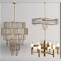Elegant Modern Luxury Gold Chandeliers With Geometric Metal Frames And Transparent Glass Elements