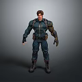 3D Male Character Design With Blue Jacket Mechanical Arm And Utility Belt