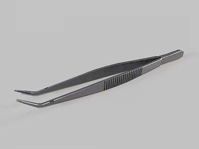 Metal Tweezers With Curved Tips And Non Slip Grip For Household Use 3d model