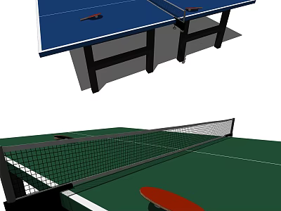 Blue And Green Table Tennis Tables With Paddles And Net Sports Equipment 3d model