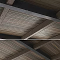 Wooden Ceiling Design With Planks And Structural Beams In Home 3d model