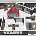 Modern Interior Layout Design With Open Living Dining Kitchen And Furniture