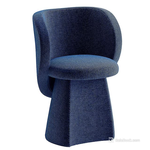 Modern Blue Fabric Single Sofa With Unique Curved Design And Comfortable Seat 3d model 