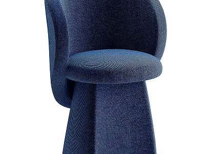 Modern Blue Fabric Single Sofa With Unique Curved Design And Comfortable Seat 3d model